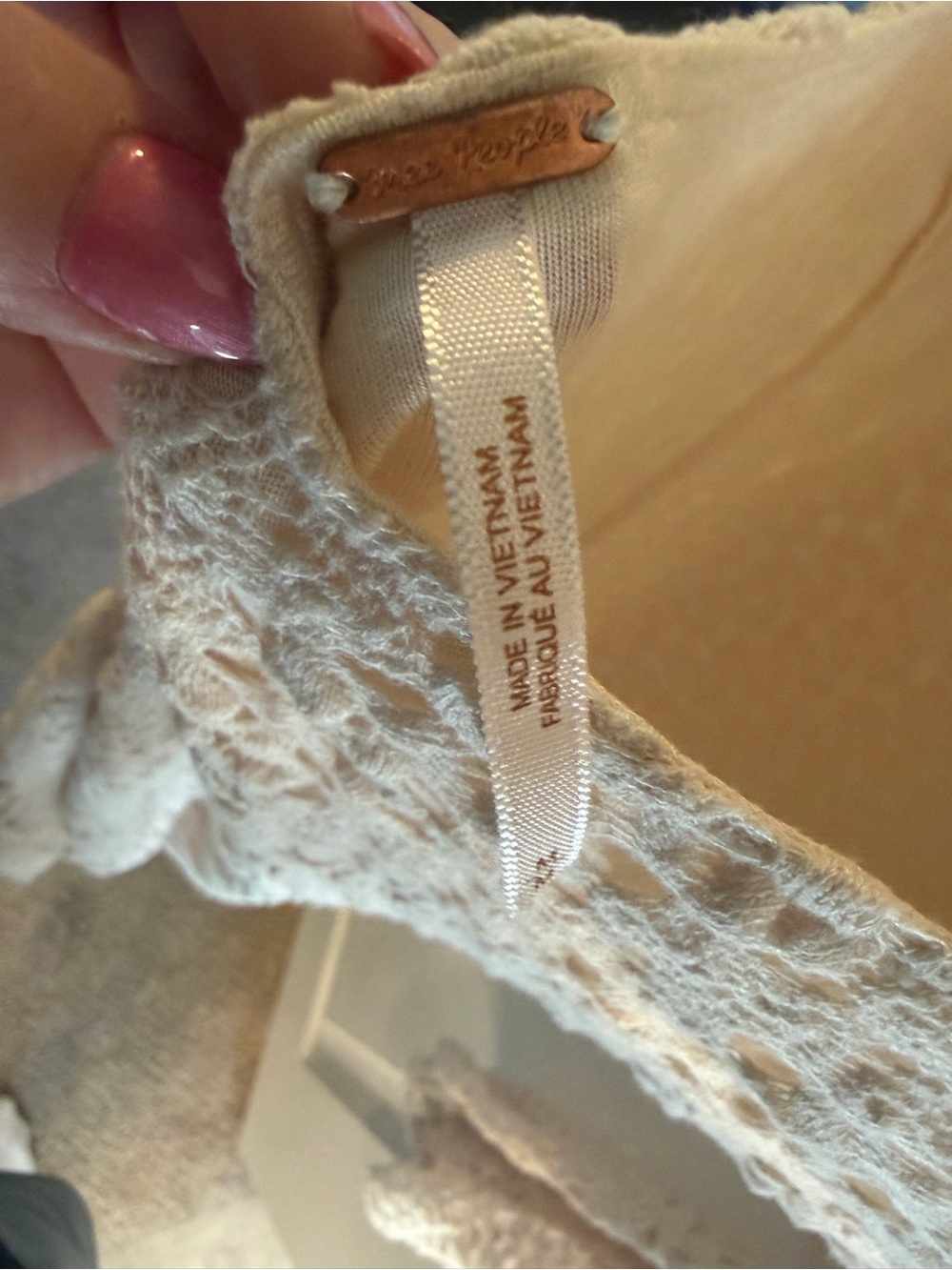 Free People Cream Crochet Long Sleeve Dress - Picture 3 of 3